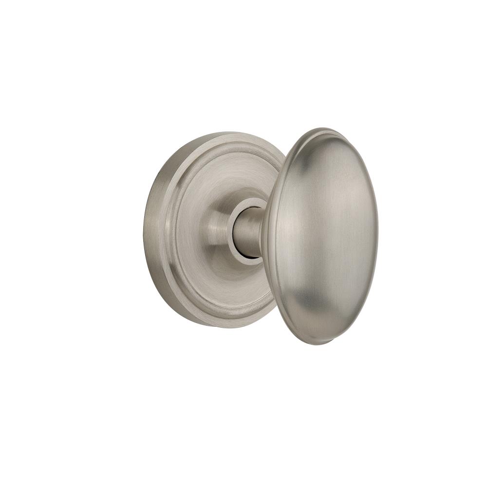 Nostalgic Warehouse CLAHOM Privacy Knob Classic Rosette with Homestead Knob in Satin Nickel
